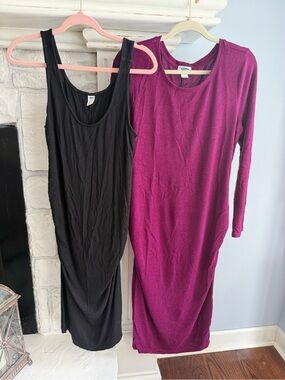 Old Navy Magenta Long Sleeve and Black Tank Top Bodycon Dresses